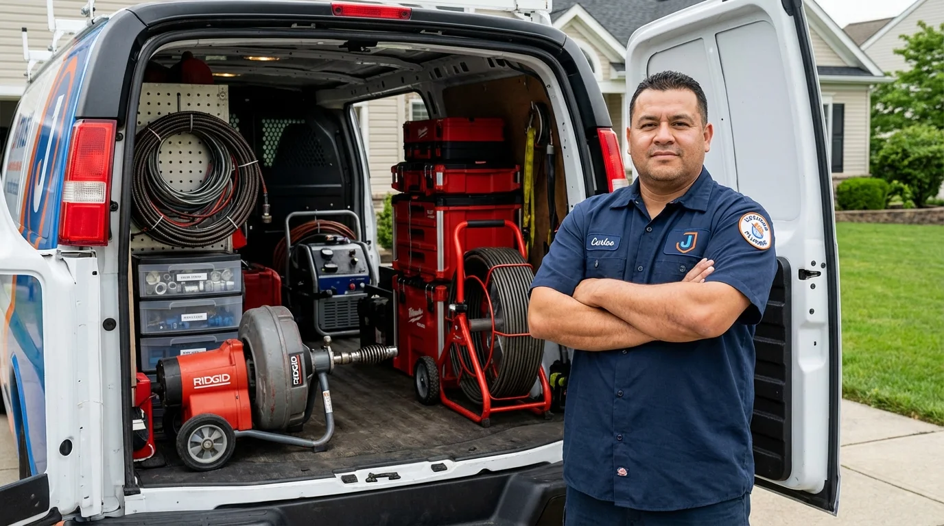 Professional drain cleaning equipment and Johns Plumbing LLC plumber in Carrboro