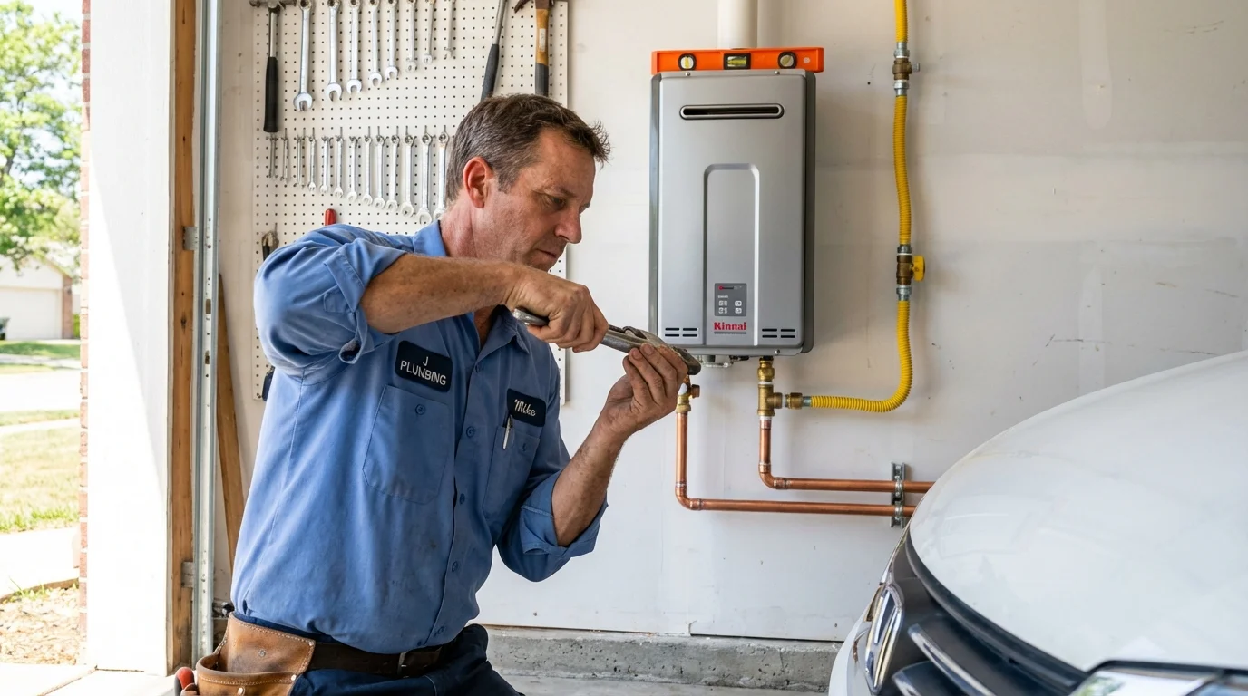 Tankless water heater installation by a Johns Plumbing LLC plumber in Carrboro